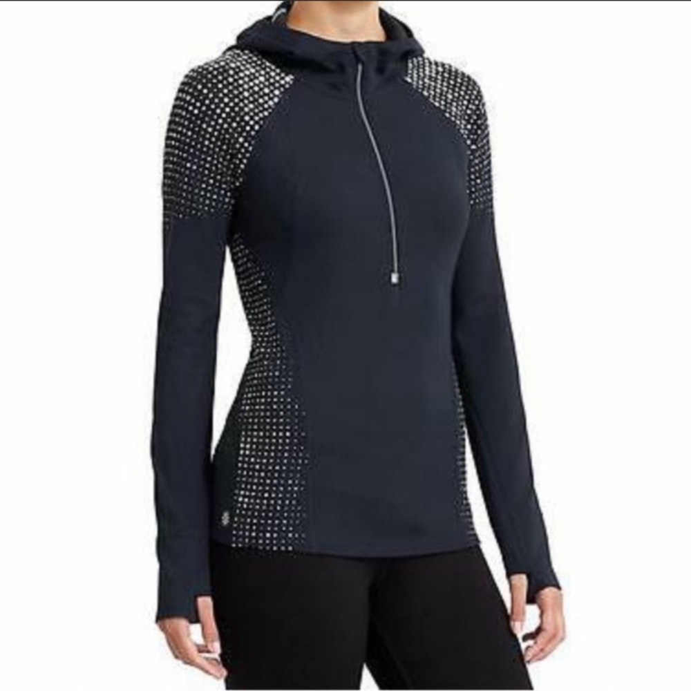 🌸2/$25 Athleta Navy Running Wild Half-zip Hoodie 2.0 White Polka Dots